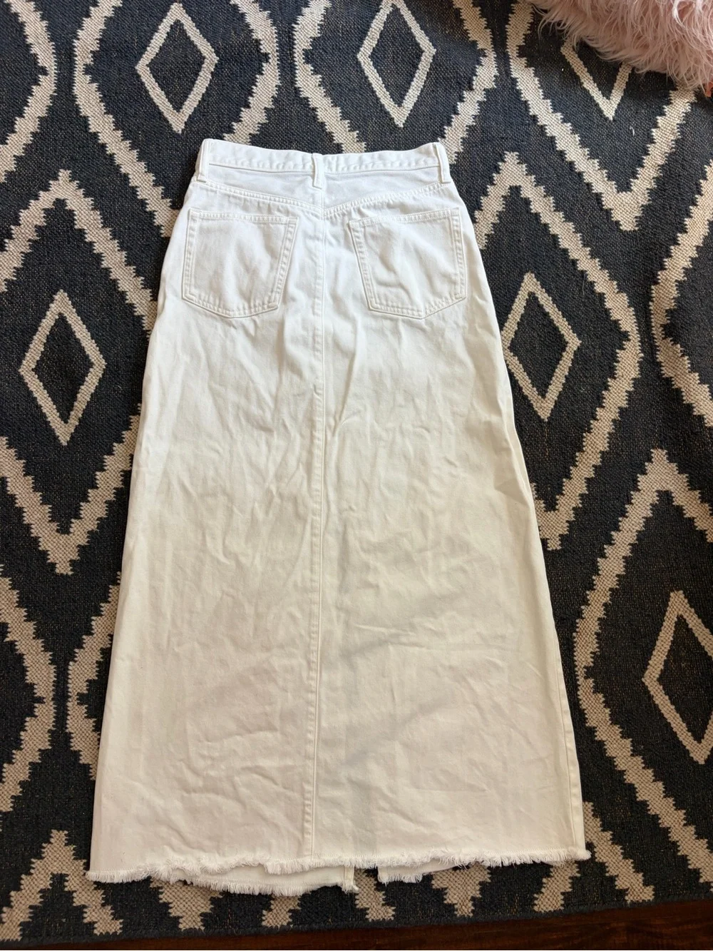 J. Crew White Maxi Denim Skirt with Raw Hem